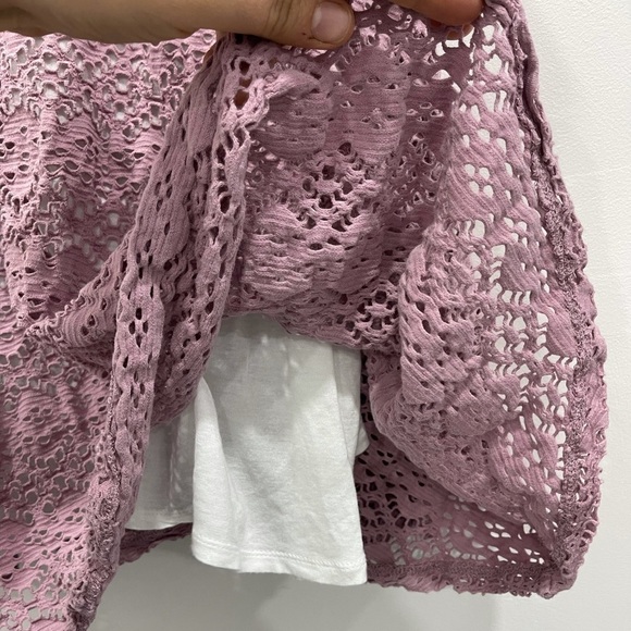 Anthropologie Deletta Germaine Lace Flared Crop Tank Top Lavender Small Cotton - Picture 5 of 7